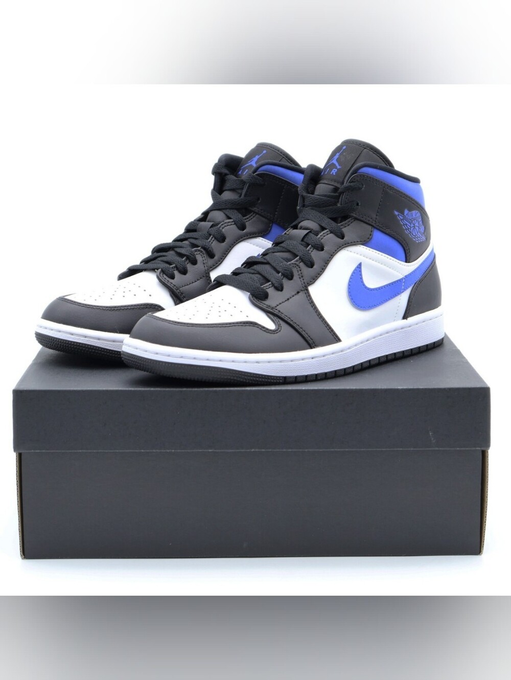 Air Jordan 1 Mid Racer Blue Black White Sneakers Men's Size 10